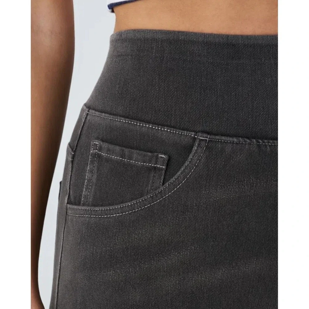 NWT Halara Flex High Waisted Pockets Baggy Wide Leg Washed Casual Jeans Small